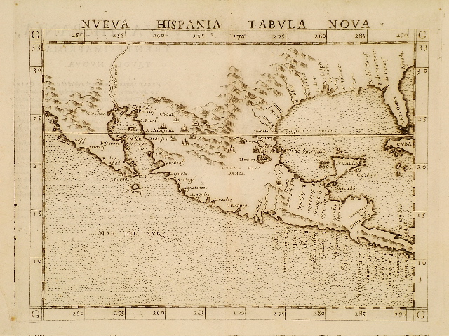 World Map Yucatan Peninsula. Based on Gastaldi#39;s 1548 map